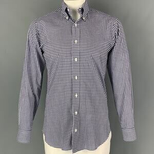 HAMILTON Size L Navy White Gingham Long Sleeve Shirt